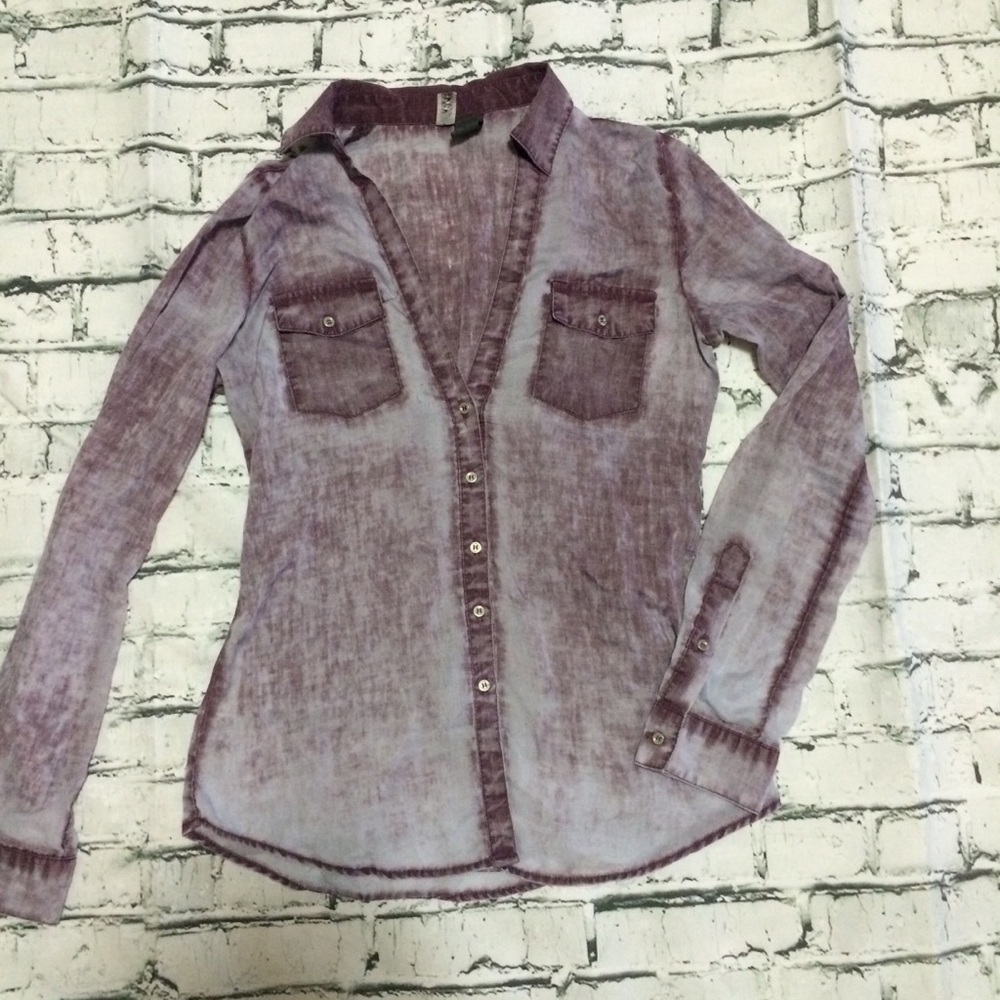 BKE Distressed Women's Button Down